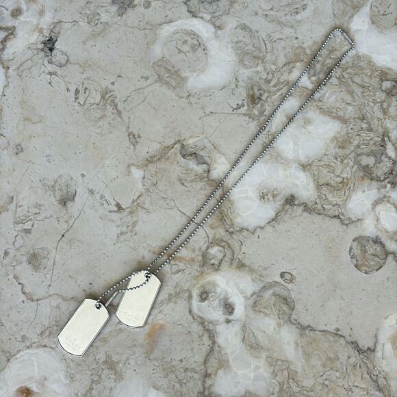 Gucci 925 Sterling Silver 2 Dog Tags Ball Chain Necklace Unisex Rare 52g - Picture 3 of 8